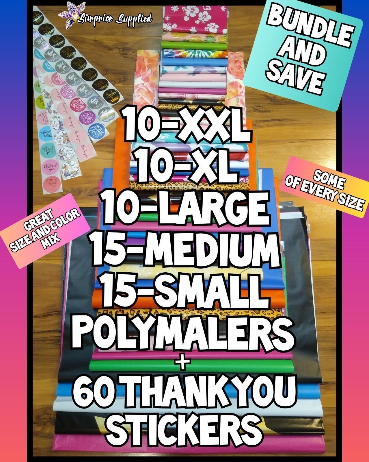 Polymailers assortment of sizes