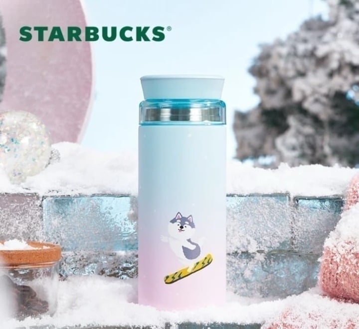 NWT Starbucks Husky Gradient Stainless Steel Thermos - 400ml (Pink to Green)