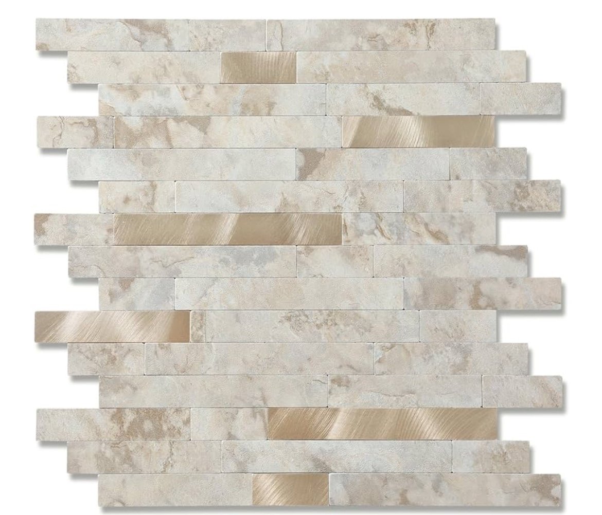 New 20 Sheets Peel & Stick Stone Metal Tile Backsplash (12'' X 12'', 19.7 SF)