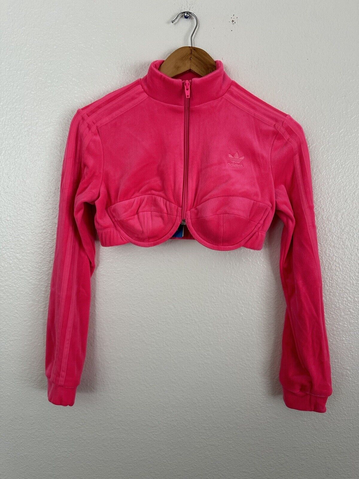 Jeremy Scott Adidas Originals Track Crop Top Jacket Pink H50967 Women Size Small
