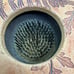 Vintage Round Ikebana Art Pottery Vase Flower Frog Holder Leaf Pattern 5.75”