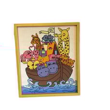 Cross Stitch Noah's Ark Framed Vintage children nursery