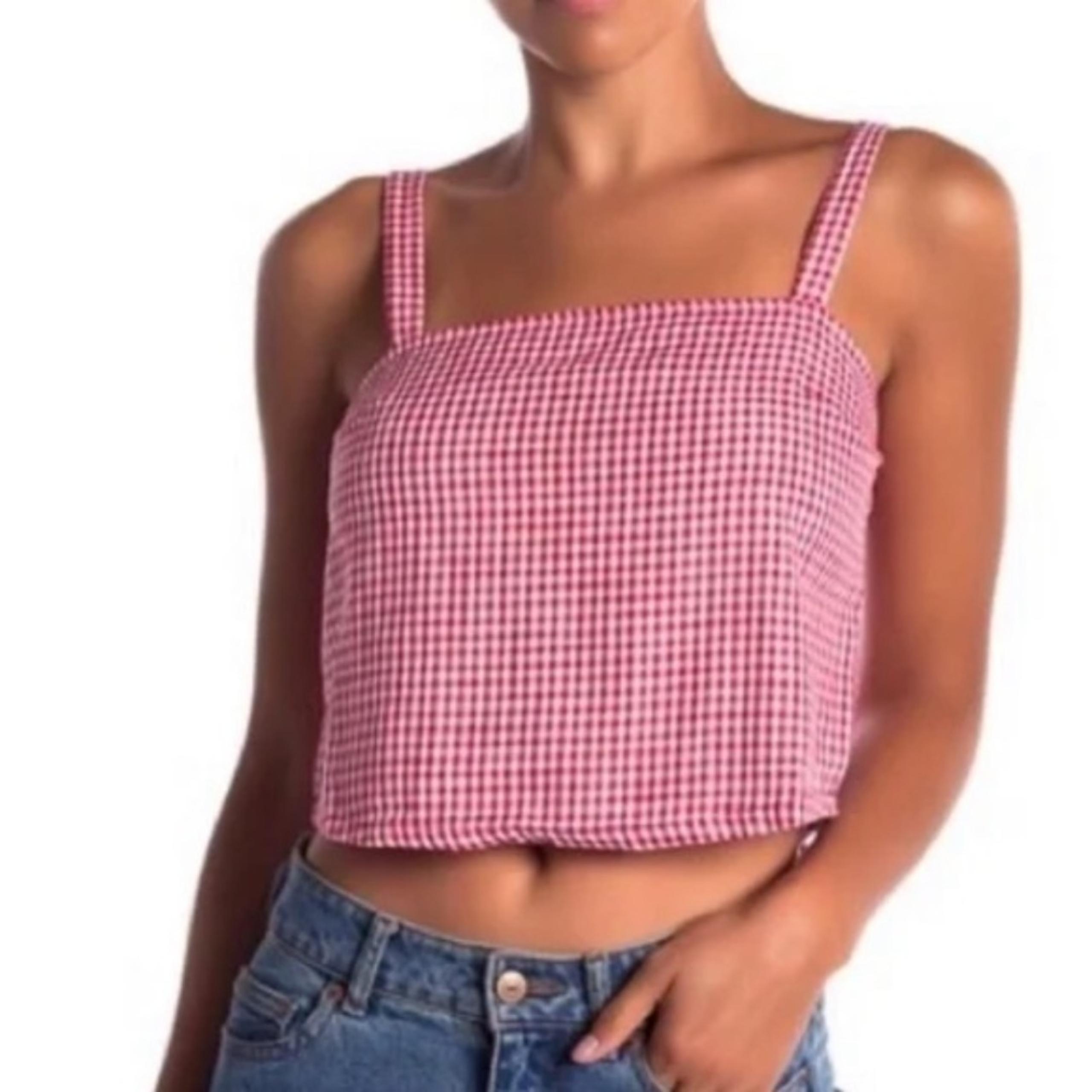 Ten Sixty Sherman Gingham Plaid Crop Tank Top Shirt Large L