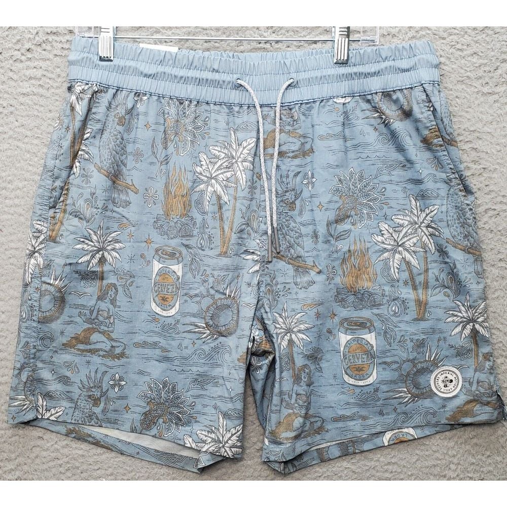 INC International Concepts Swim Shorts Mens XL Multi Hawaiian Cotton Drawstring