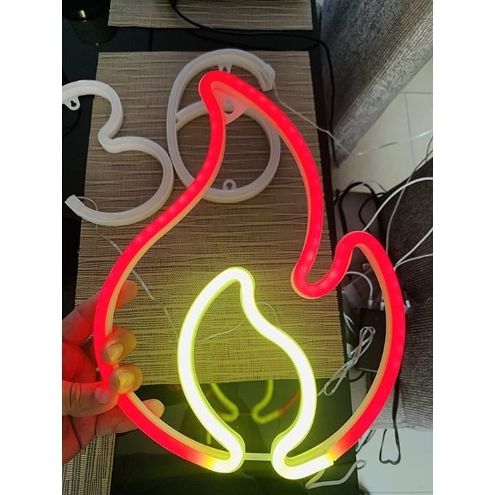 Flame Neon Sign, Red and Yellow Flame Neon Light with On/Off Switch, Flame Led L
