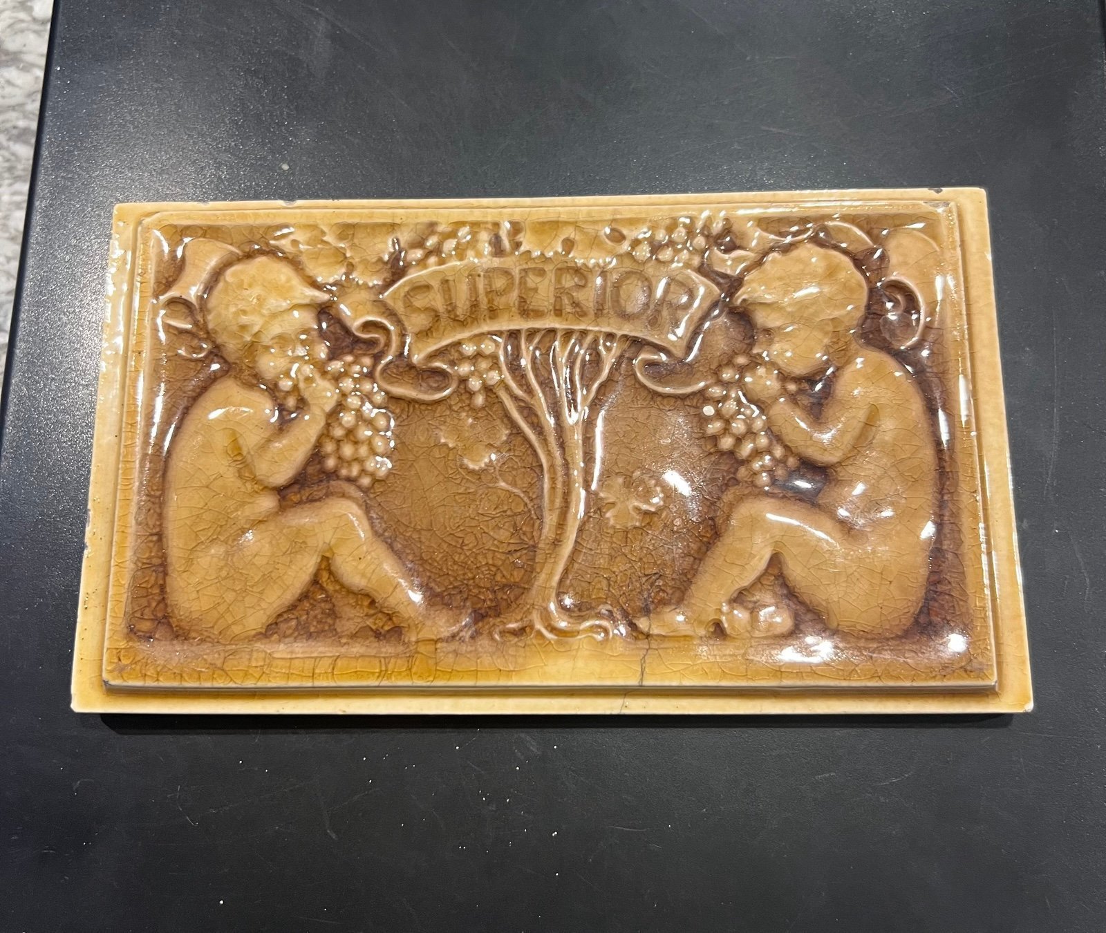 Ceramic Cherub Tile by American Encaustic Tile Co., Zanesville, Ohio