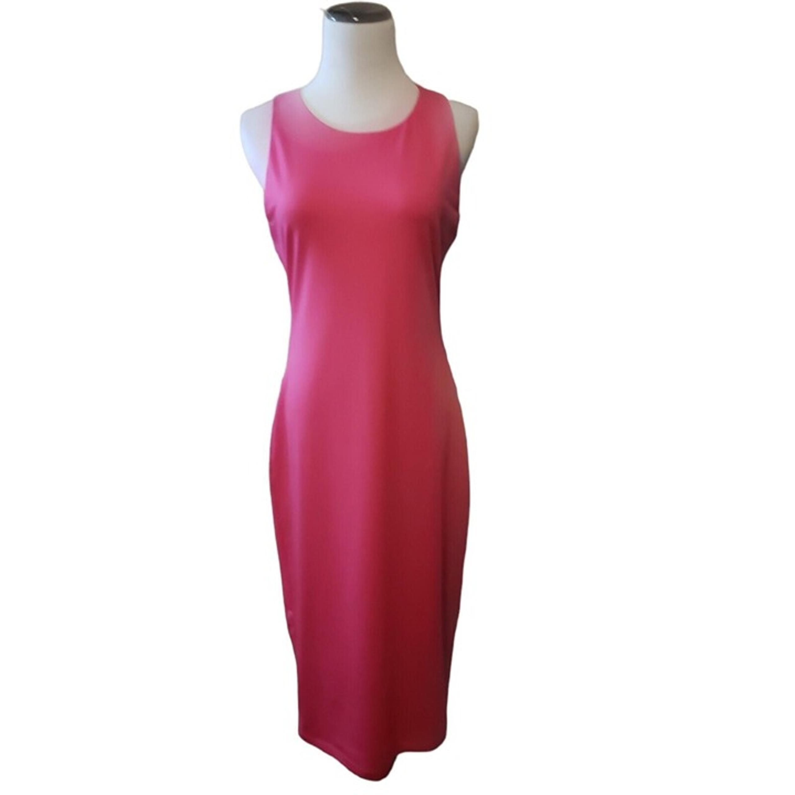 Black Halo Womens Hudson Pink Midi Sleeveless knit sheath dress stretch size 6