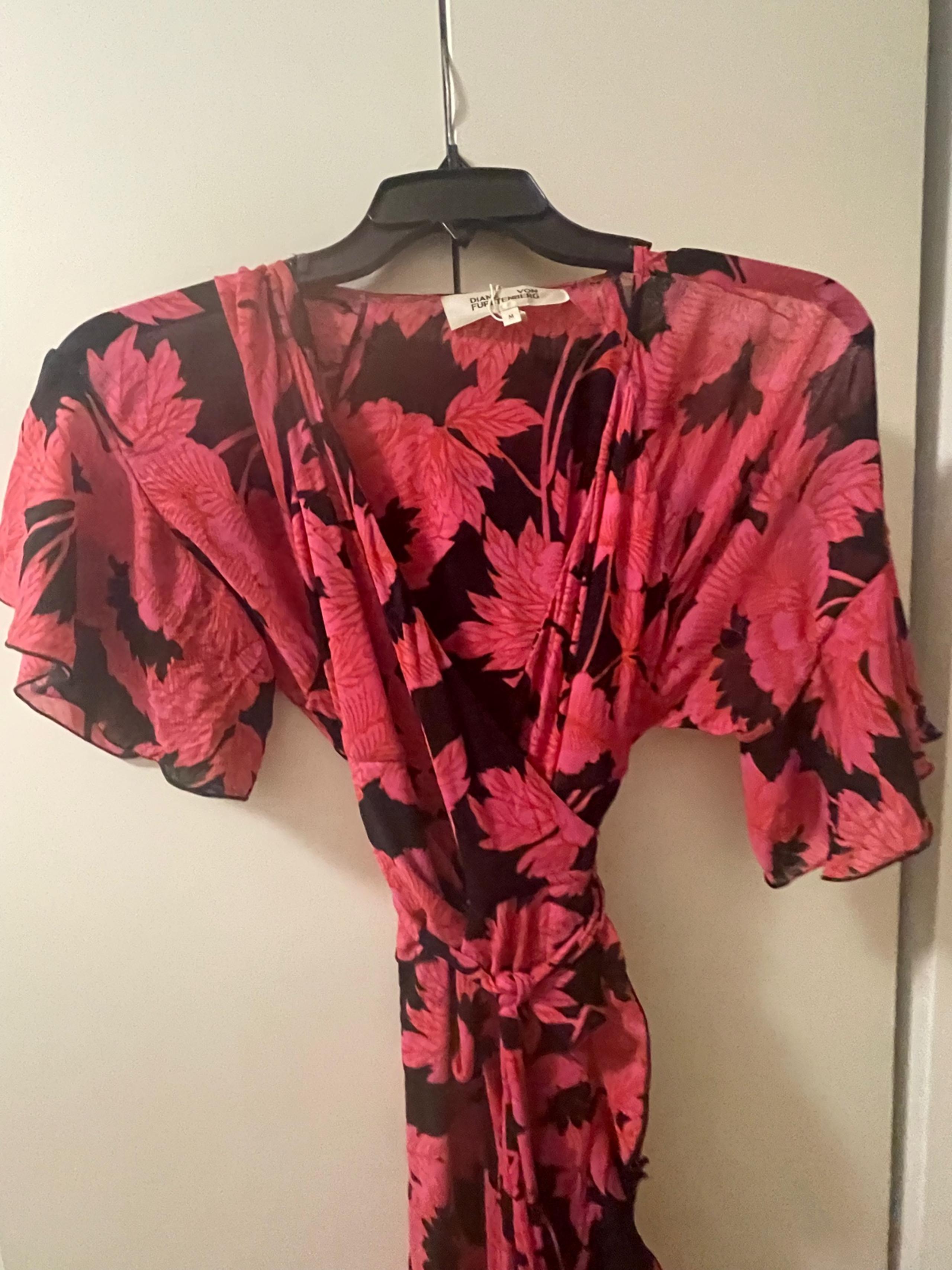 DVF Wrap Dress in Pink Rosey Print