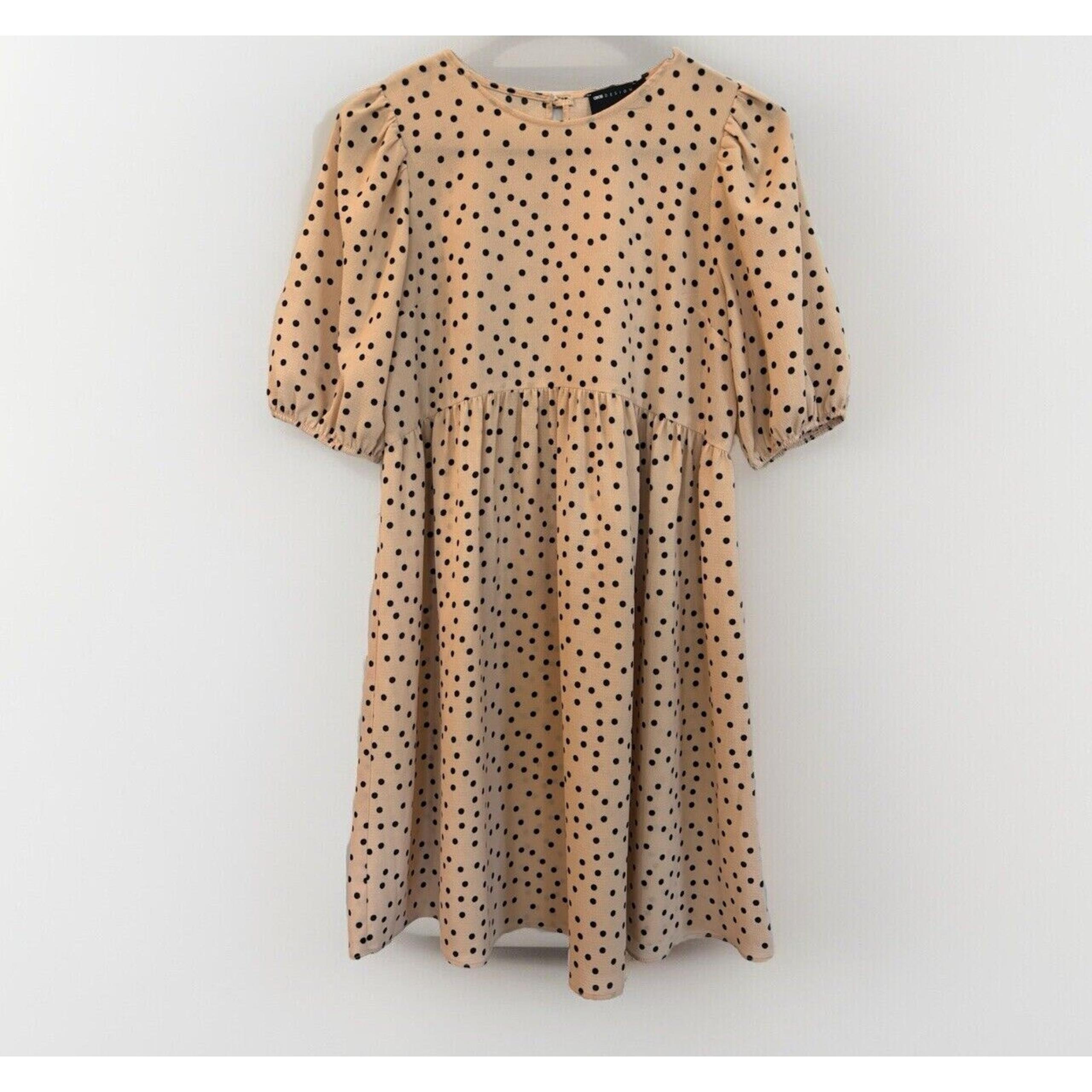 ASOS Maternity Tan Polka Dot Empire Dress Size 2 Oversized