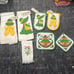 Vtg CANNON kitchen towel Sugar & Spice Farmer & Sun Bonnet Oven Mitt Pot Holder
