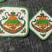 Vtg CANNON kitchen towel Sugar & Spice Farmer & Sun Bonnet Oven Mitt Pot Holder