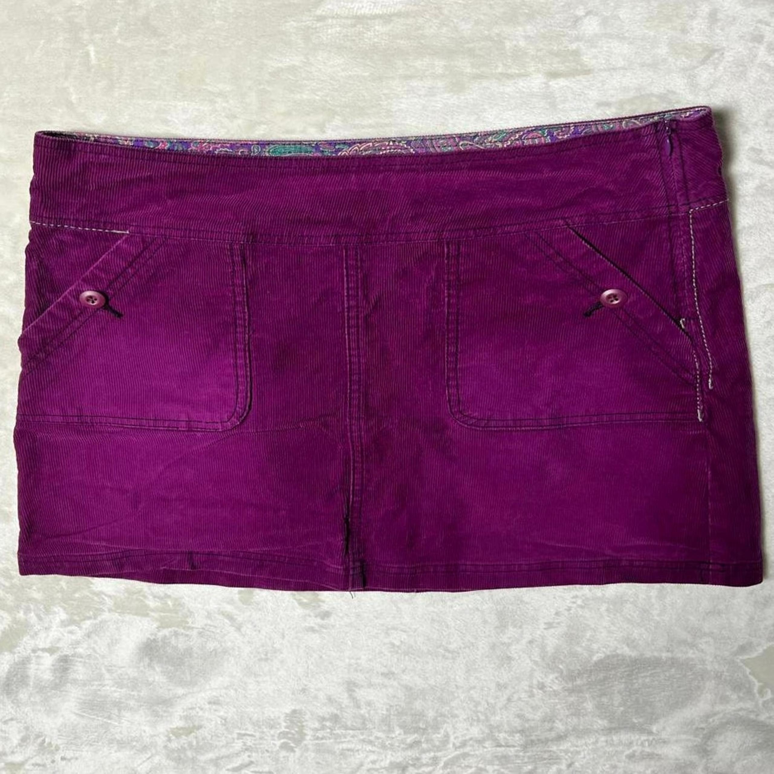 Prana Cute Corduroy Boho Mini Skirt Women's 8 Purple Soft Cottage Gorp Namaste