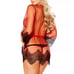 NWTLace Trim Sheer Lingerie Ribbon Robe Black