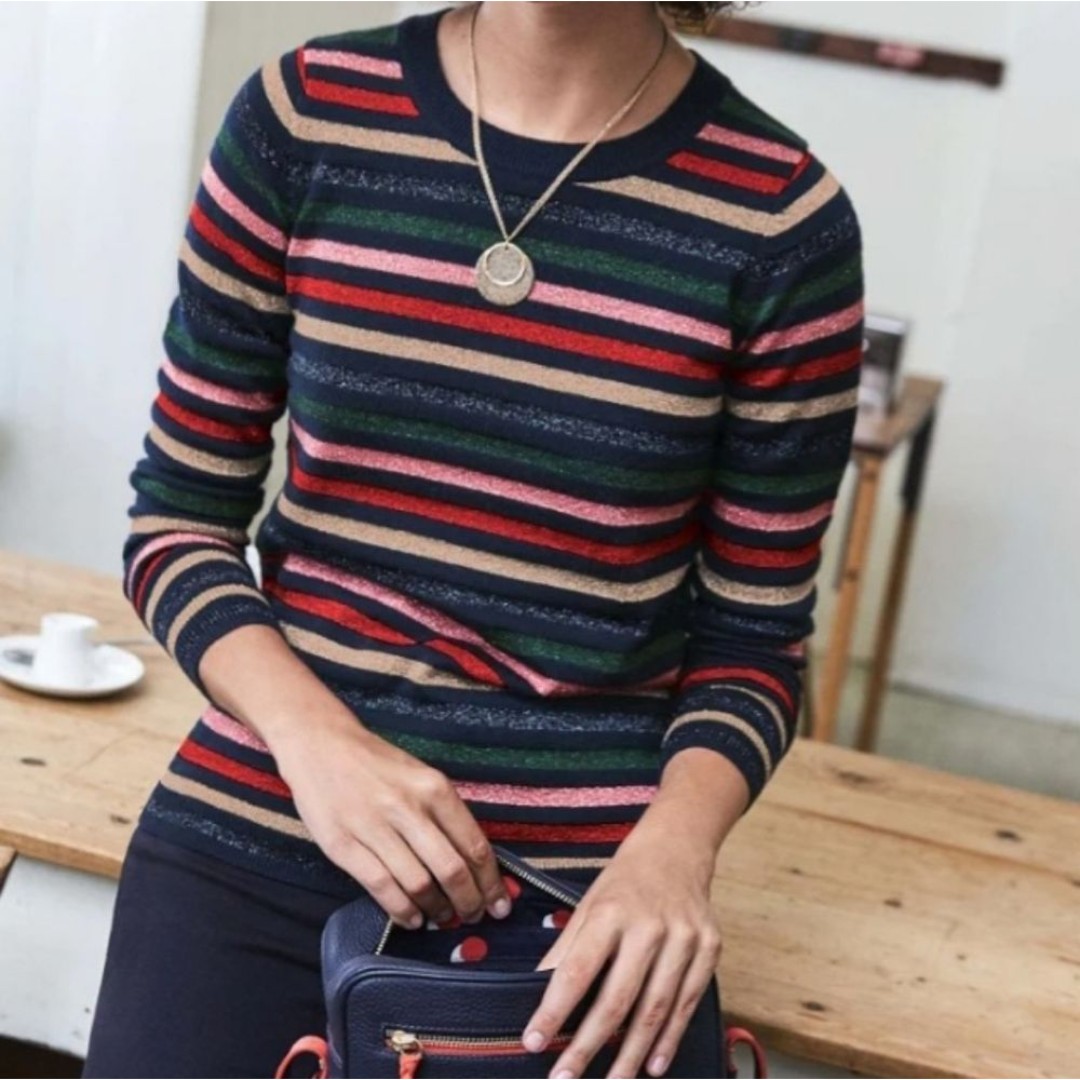 NWT! Boden Stripes and Sparkle Sweater Women's Size L