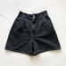 Zara Black Denim High Waisted Pleated Shorts