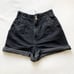 Zara Black Denim High Waisted Pleated Shorts