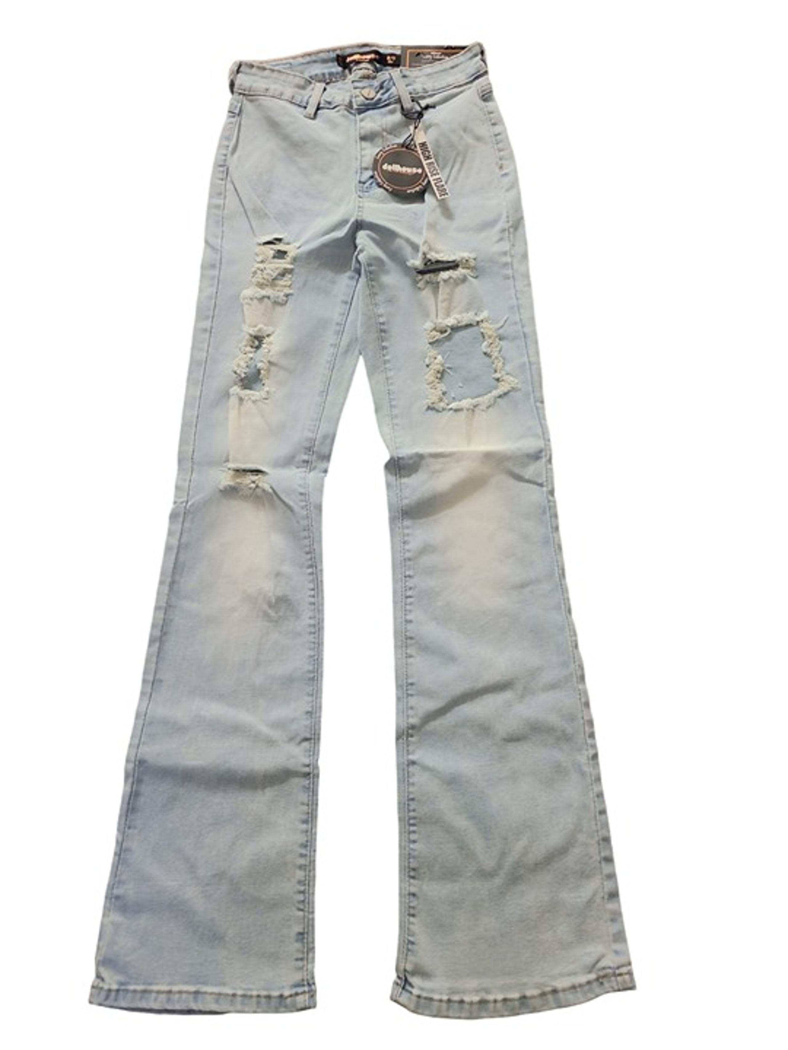 Women's Jeans Dollhouse, Flare Jeans with Destruction, Light Blue, 5