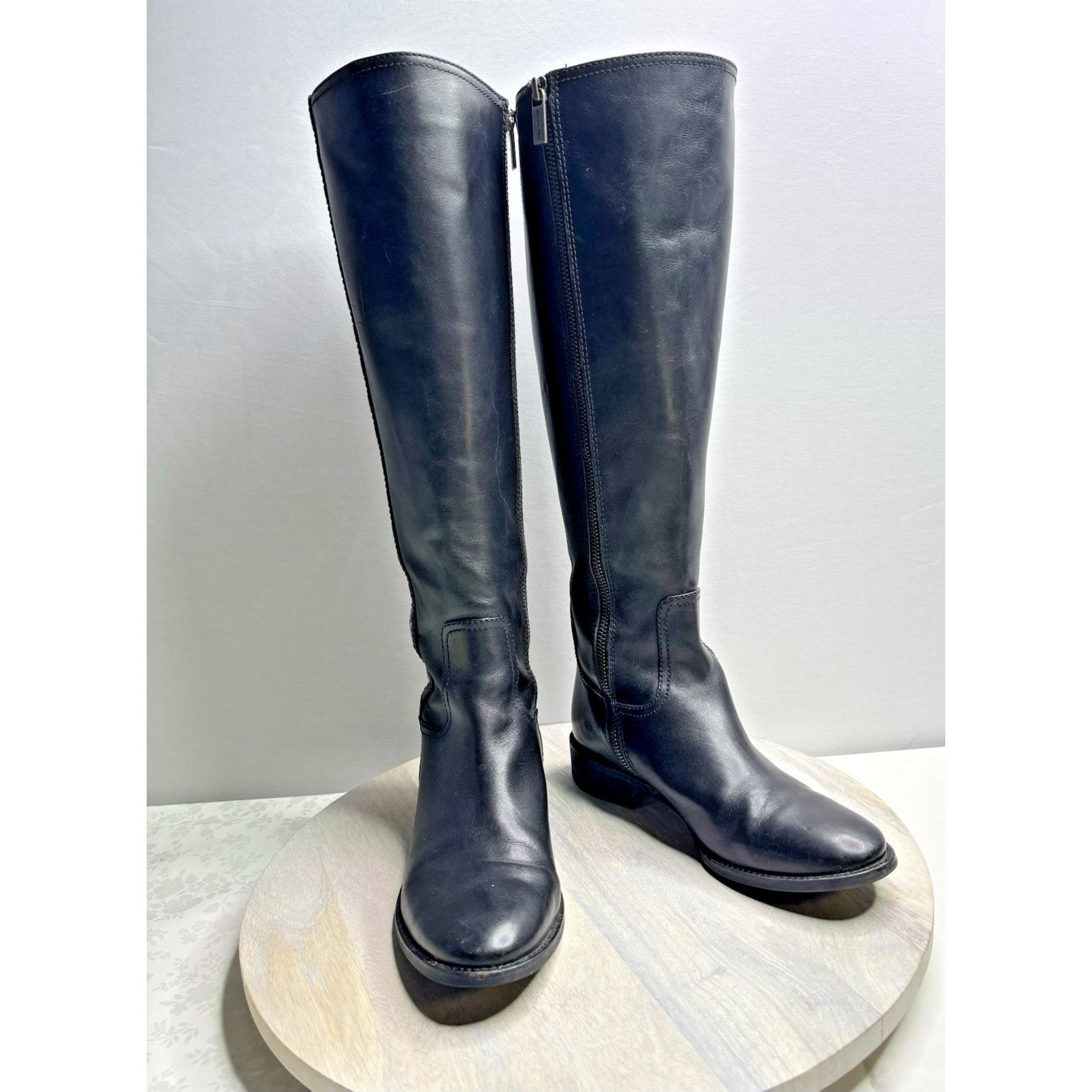 MICHAEL KORS Faux Leather Britt Riding Boot Women's Size US 7 M Black