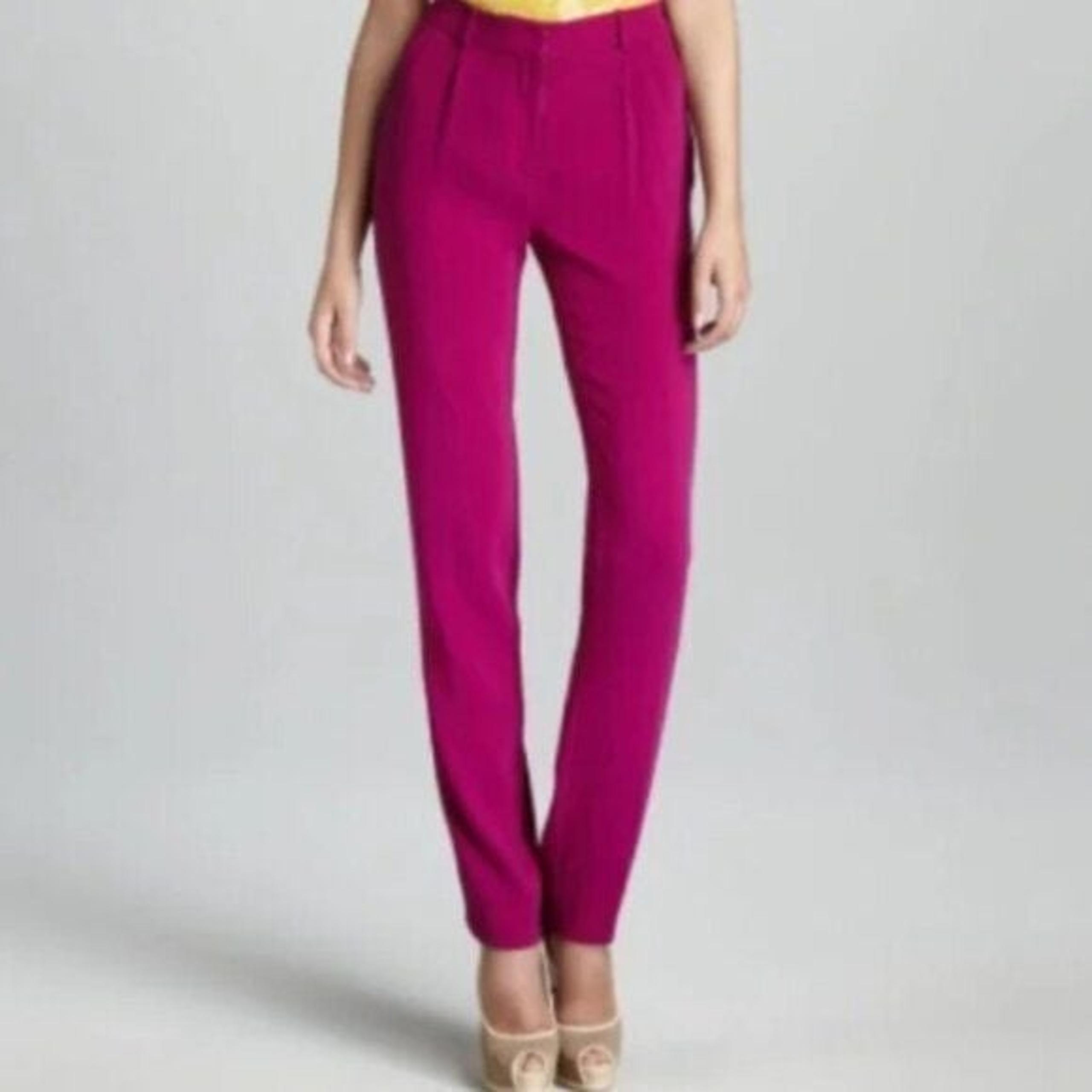 Diane Von Furstenberg Womens Pants 12 Jacques Cady Crepe Fuchsia Career Bright