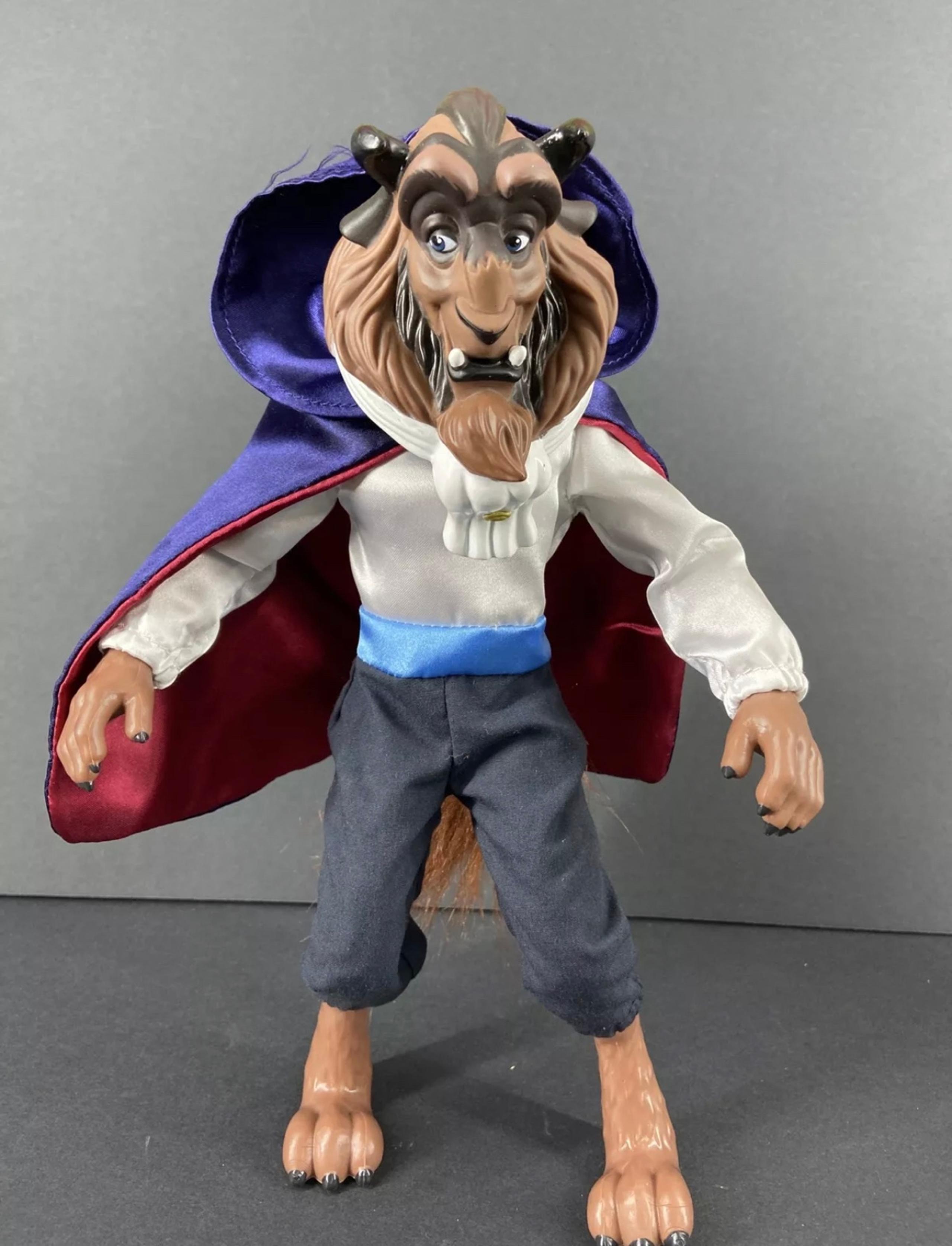 Vintage Disney Beauty and the Beast The Beast 12" Action Figure Doll 1991 w Cape