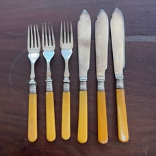 Vintage 1960's Set of Fish Knives & Forks with Bakelite handle