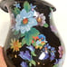 Mackenzie Childs Black Flower Market 8.5”Tall Enameled Pitcher Purple Blue Yell