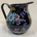 Mackenzie Childs Black Flower Market 8.5”Tall Enameled Pitcher Purple Blue Yell