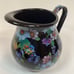 Mackenzie Childs Black Flower Market 8.5”Tall Enameled Pitcher Purple Blue Yell