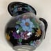 Mackenzie Childs Black Flower Market 8.5”Tall Enameled Pitcher Purple Blue Yell