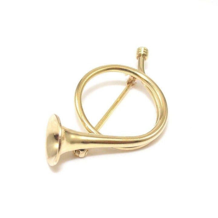 14K GOLD FRENCH HORN INSTRUMENT BROOCH