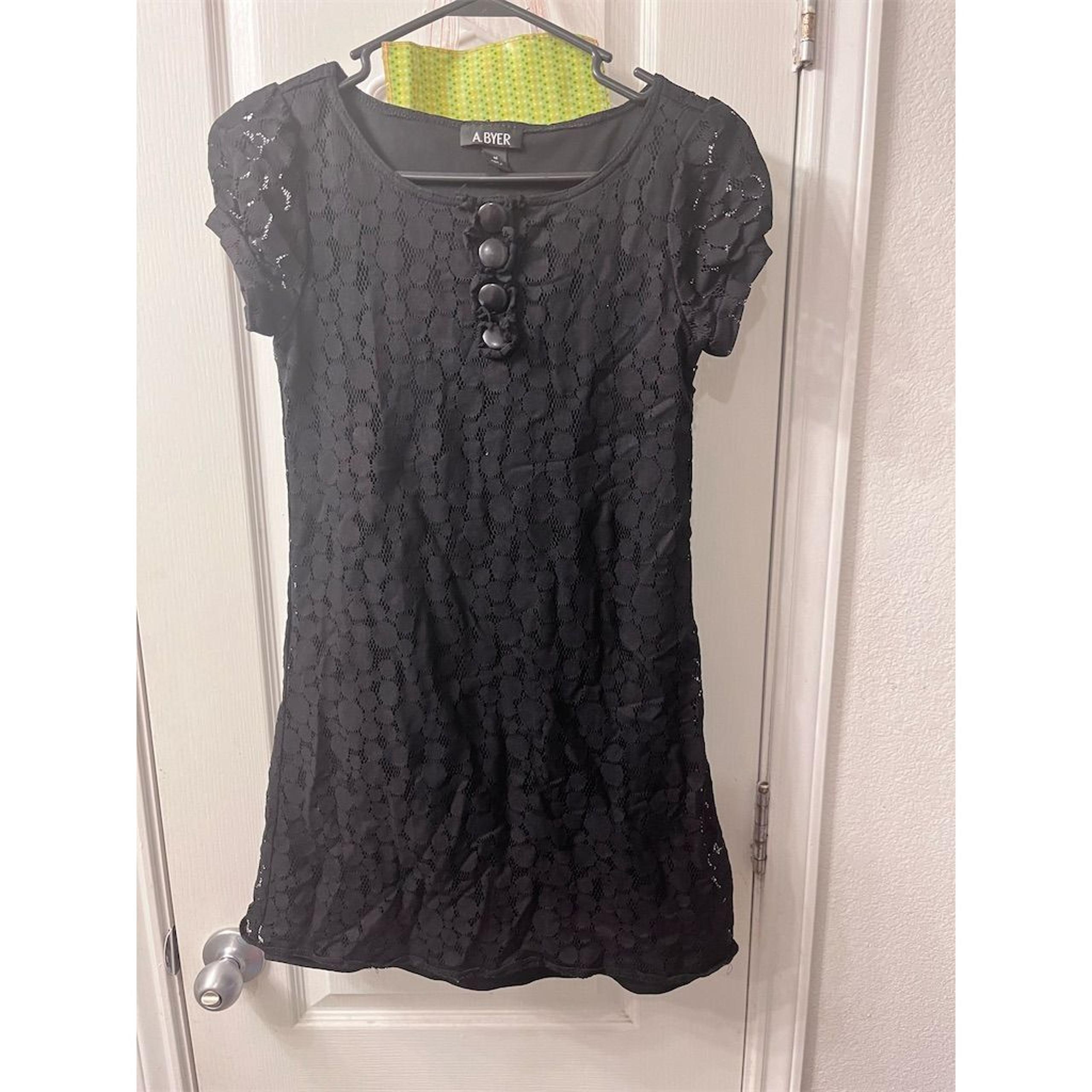 A. Byer Women's Black Lace Knee Length Dress Size M Party Cocktail