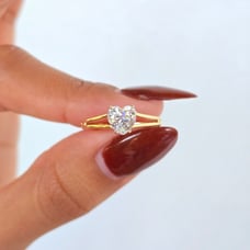 Solid 14k Gold Heart Solitaire Ring