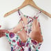 Garnet Hill Signature High-Neck Lattice One-Piece Floral Swimsuit
