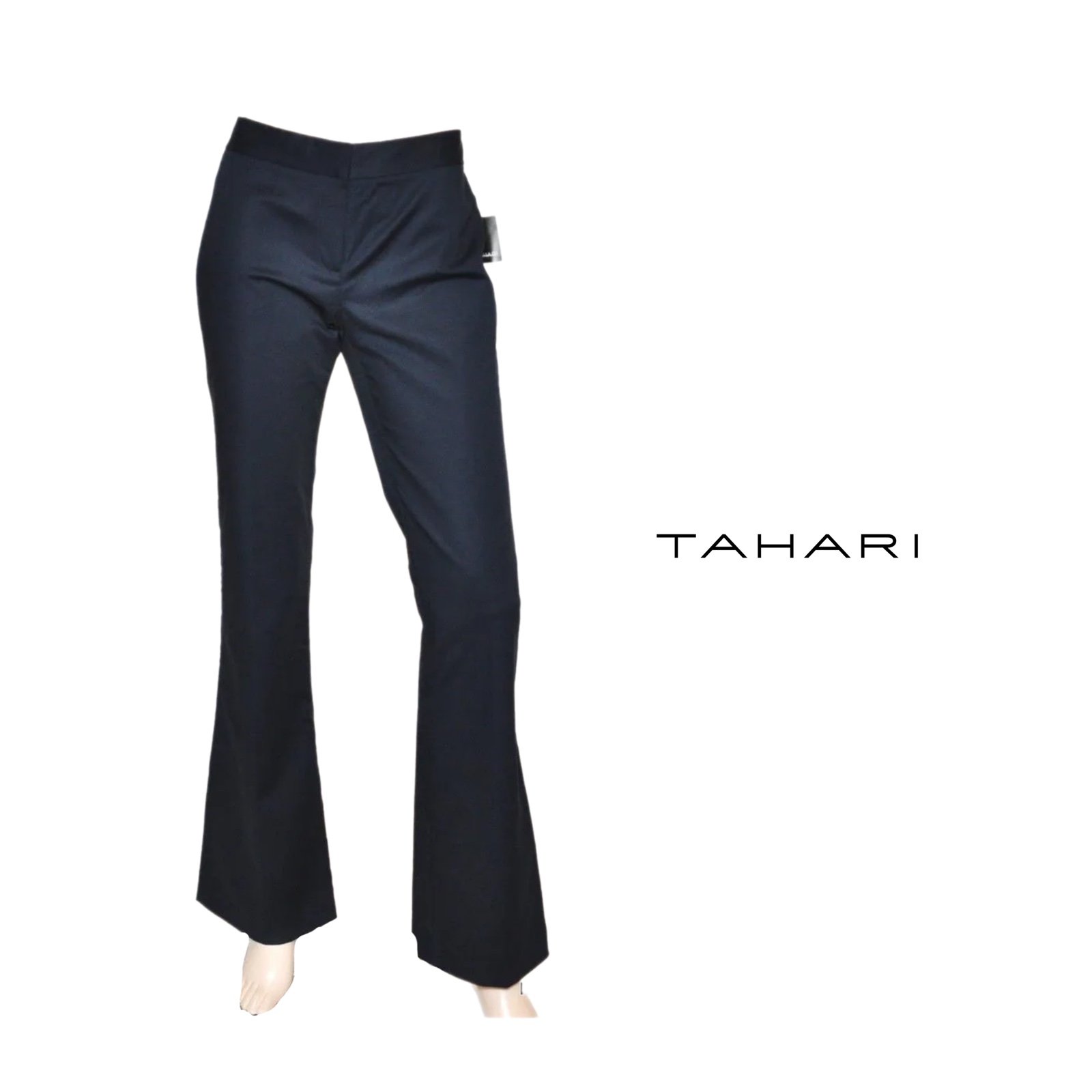 NEW Tahari Navy Blue Bootcut Terry Trousers Pant