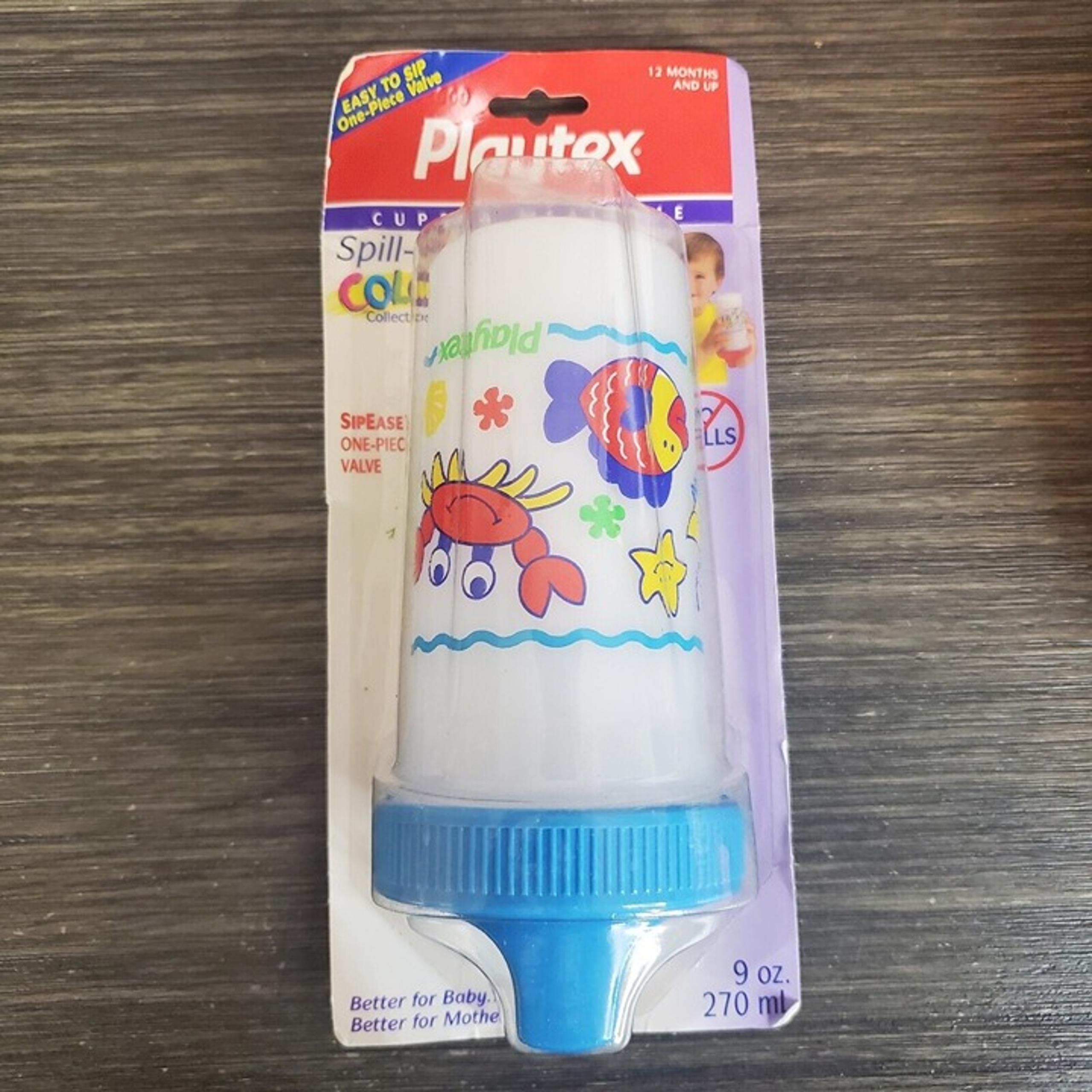 Vintage Playtex 9 OZ Blue Ocean Toddler Plastic Spill Proof Training Sippy Cup