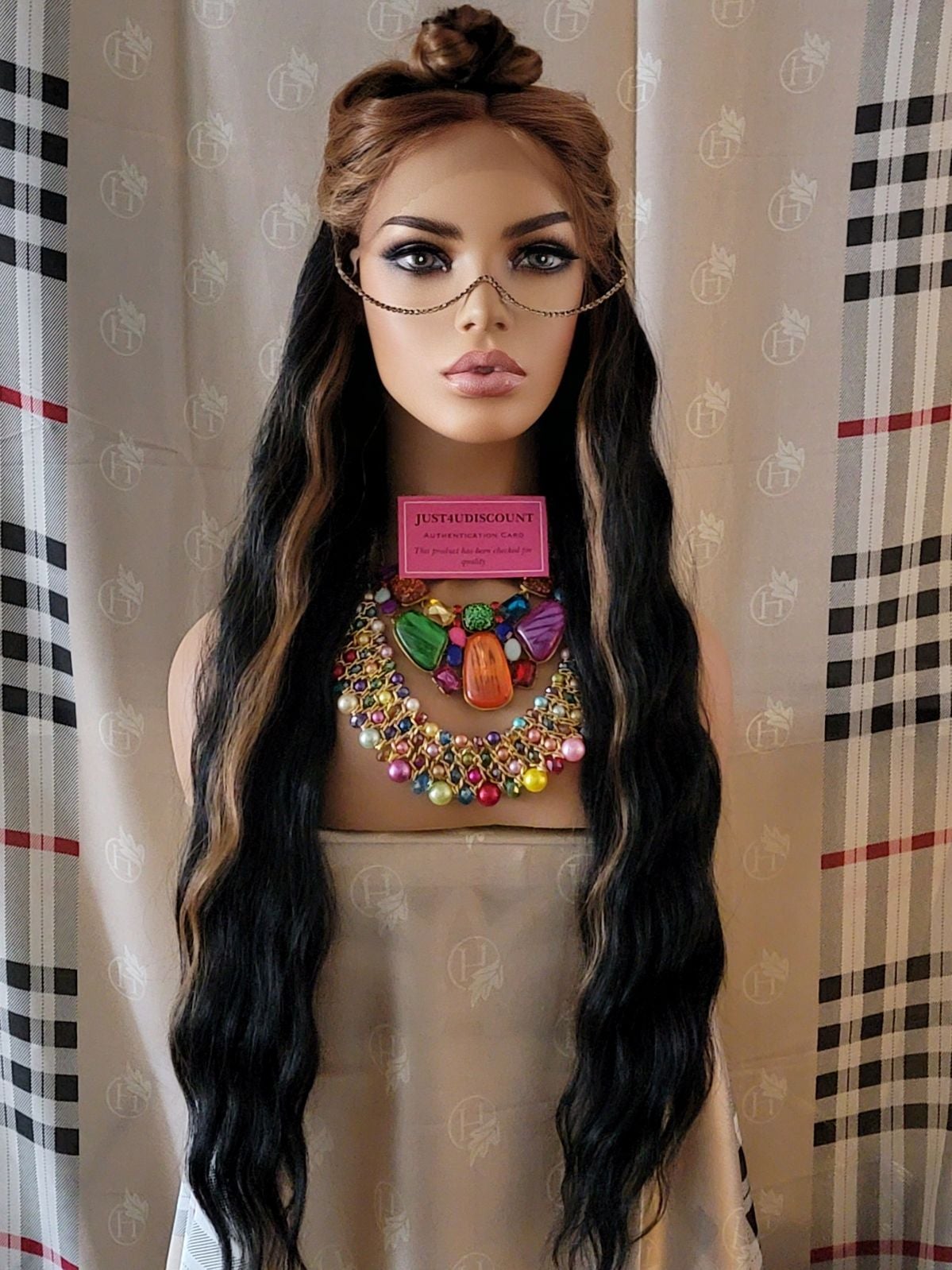 Loose wave Extreme long black gold wig