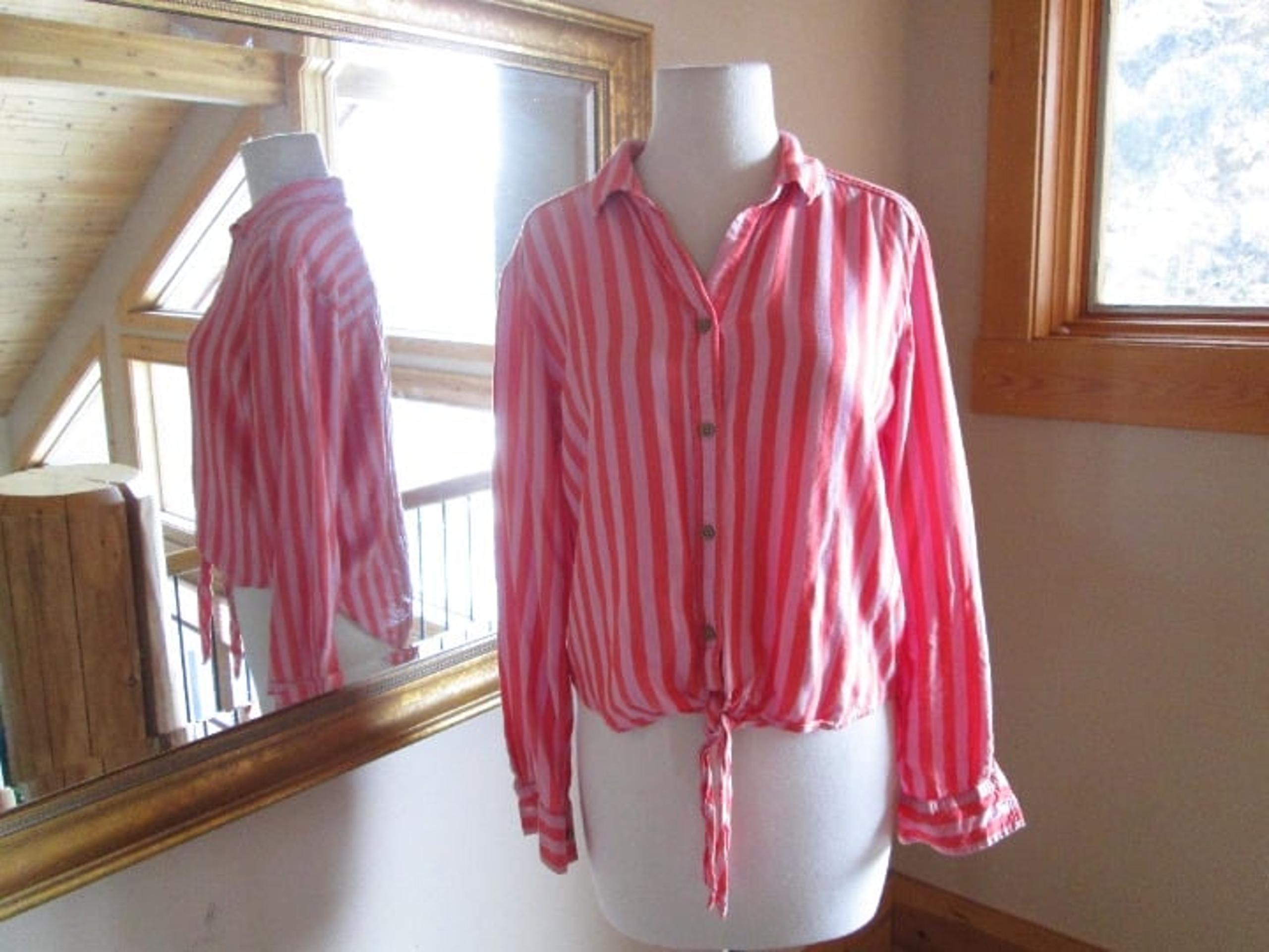 BeachLunchLounge Collection Shirt Dark and Light Pink Stripes Size XS