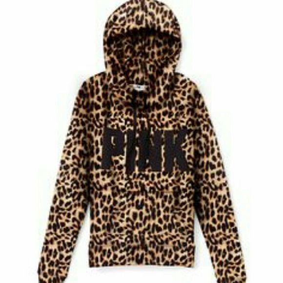 VS Pink cheetah pullover Sz m