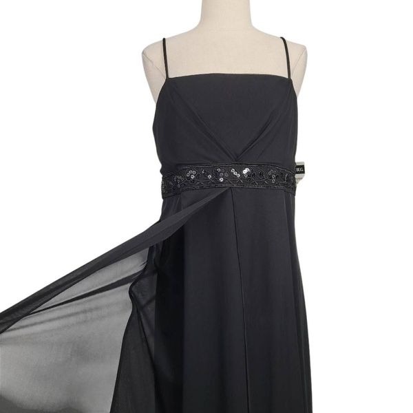 NWT Vtg 90s California Concepts Mesh Overlay Maxi Dress Sz L Black Fairy Gothic