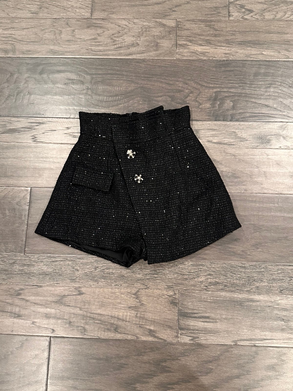 Black Tweed Shorts