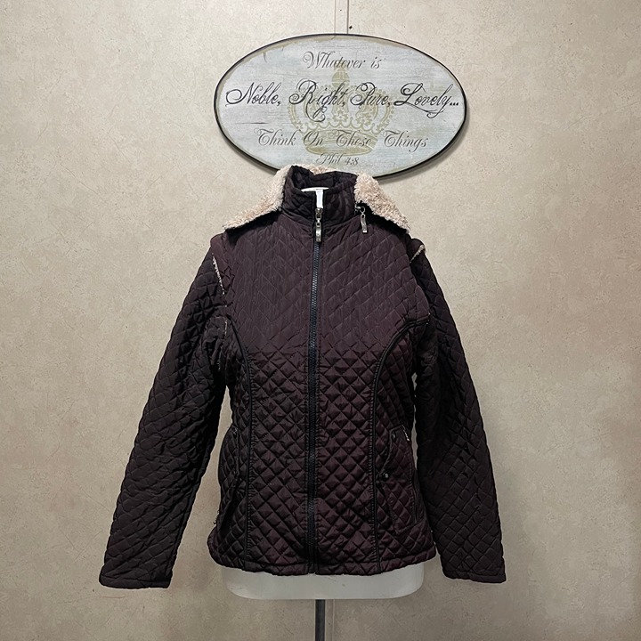 Leslie Fay Solid Brown Fur Soft Winter Jacket Long Sleeve For Women Size S