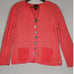 Pure Handknit art to wear peach coral cardigan Med Unique Buttons 100% Cotton
