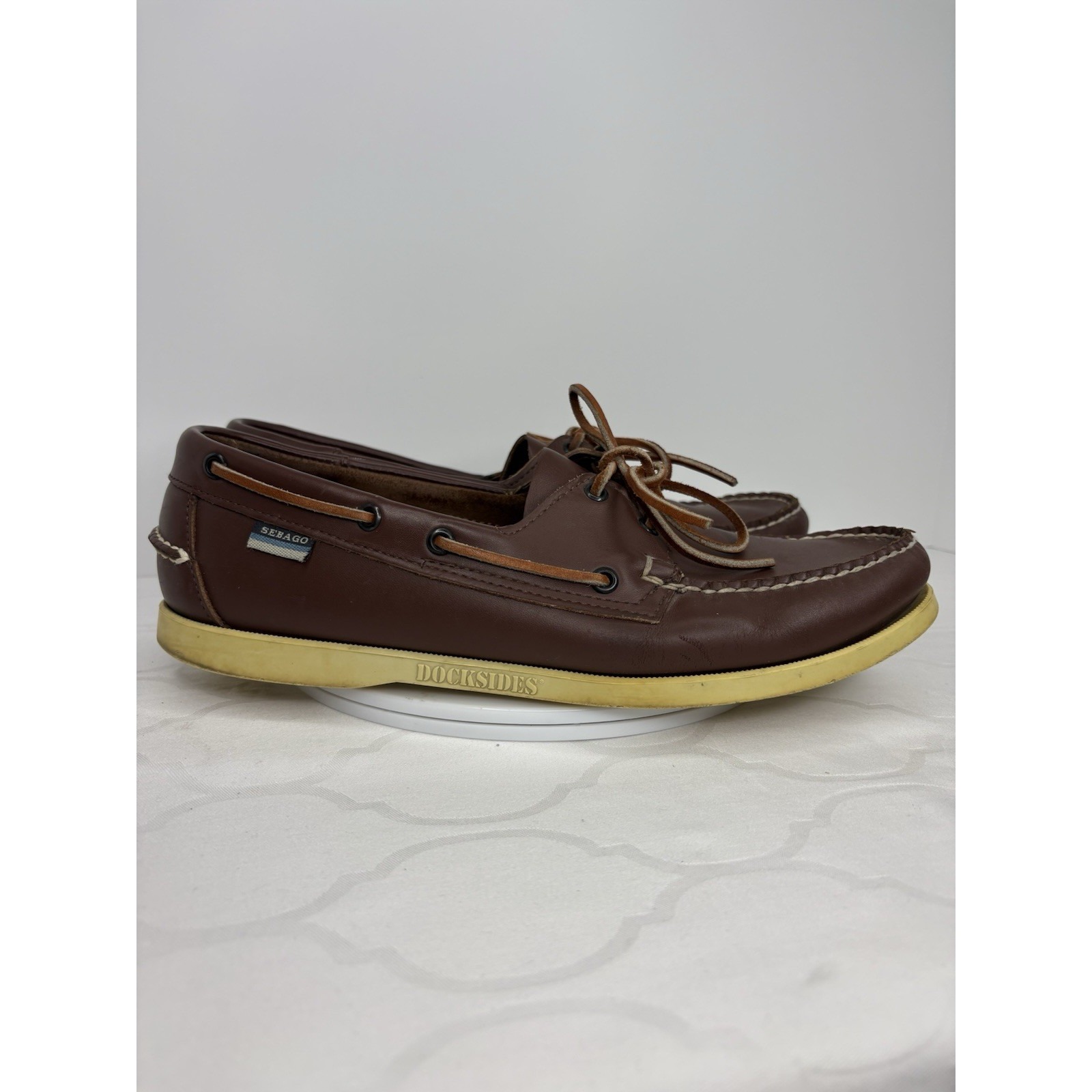 Sebago Docksides Shoes Men 11.5W Slip On Leather Boat Loafer Brown Summer Preppy