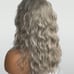 Human hair blend grey curly wavy wig with bang