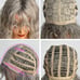 Human hair blend grey curly wavy wig with bang
