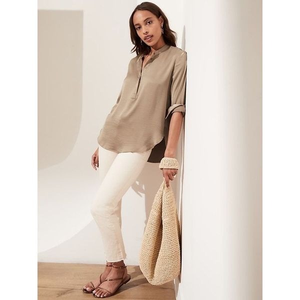 Banana Republic Washed Satin Tunic S NWT