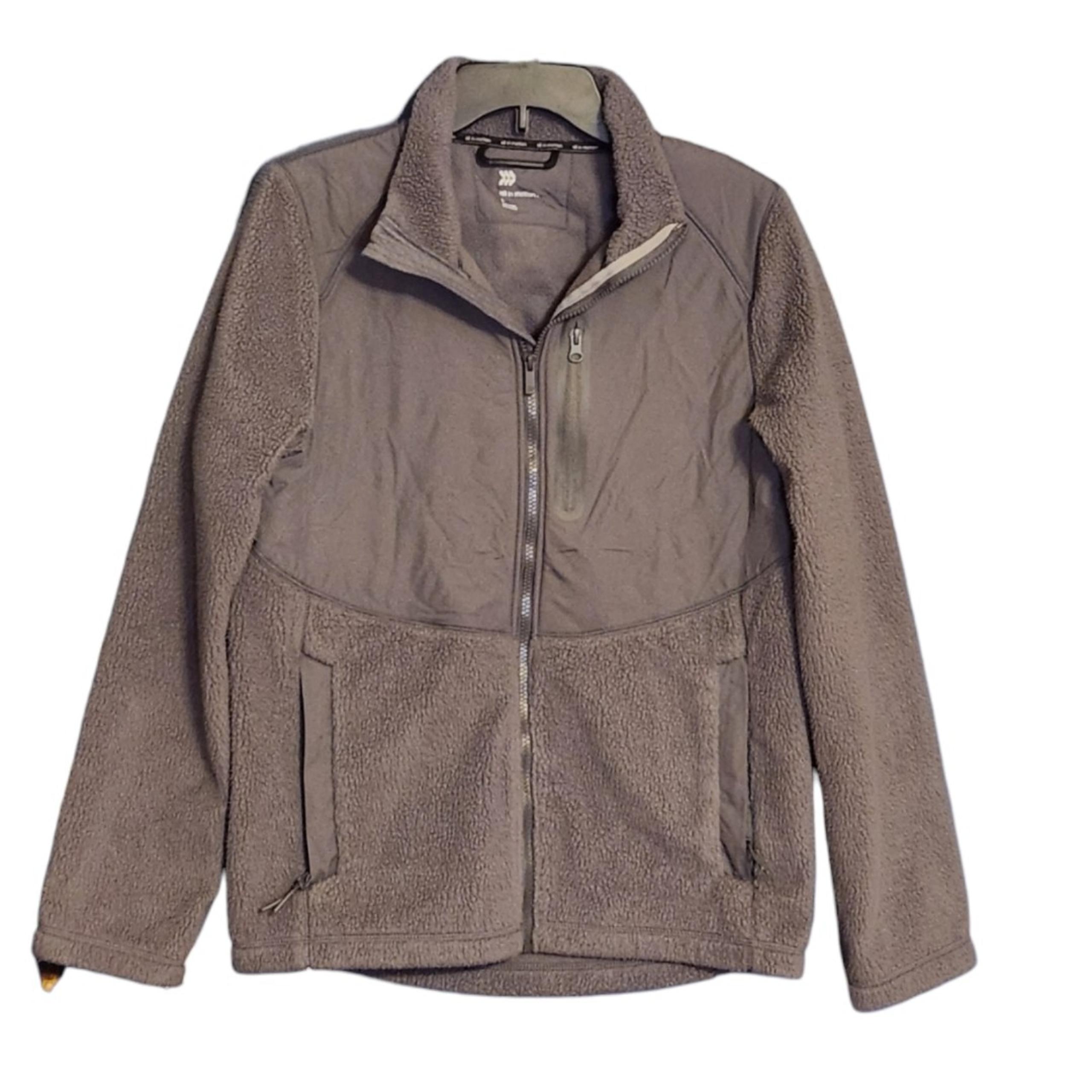 All-in-Motion Men's Sherpa Fleece Jacket - Size Small, Gray, Zipper Pockets