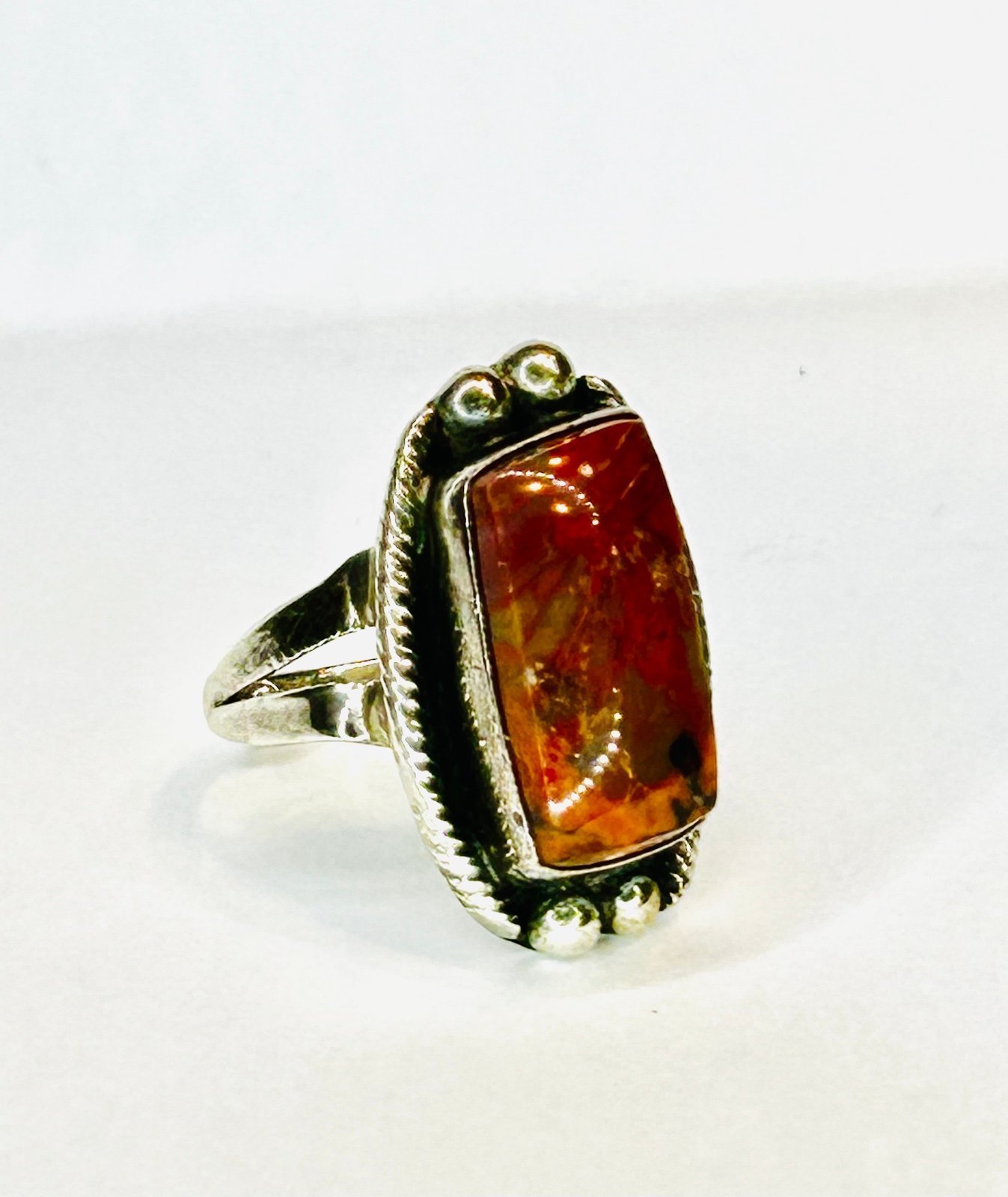 Vintage Native American Silver Bolder Ribbon Turquoise Ring