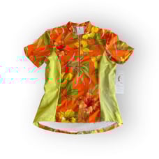 Sheila Moon Women's Orange Hibiscus Cycling Jersey (S, L) - 50% OFF!