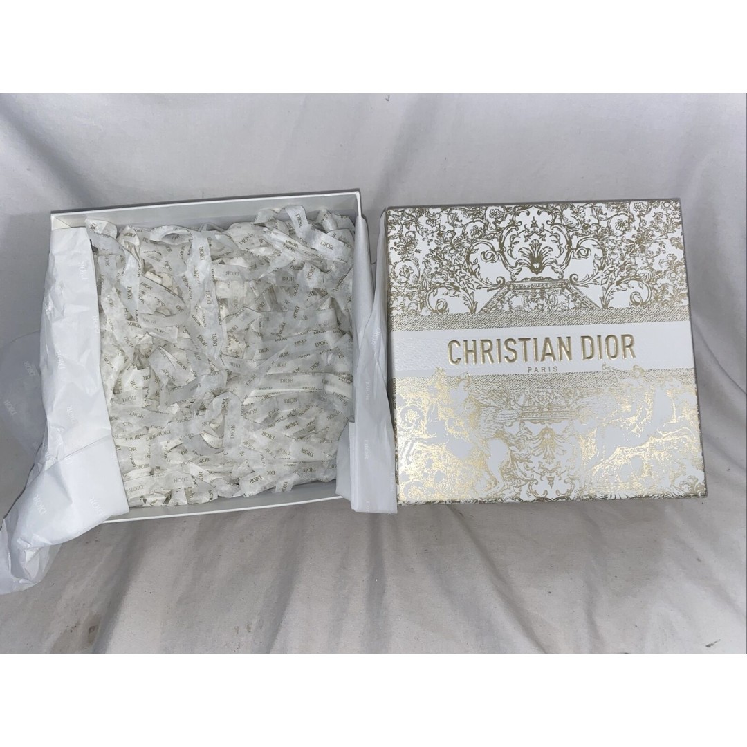 Christian Dior Holiday 2023 Gold Gift Box Tissue Confetti 8x8x4 EMPTY Limited